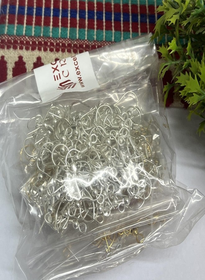 Excellentcrafts 100Pcs Earring Hooks for Jewelry Making � Fish Hook Ear Wires in Gold, Silver, Bronze, Rose Gold, Black � DIY Earring Making Kit for Women, Crafters & Beginners � 50 Pairs (Shiny Silver) - Image 4